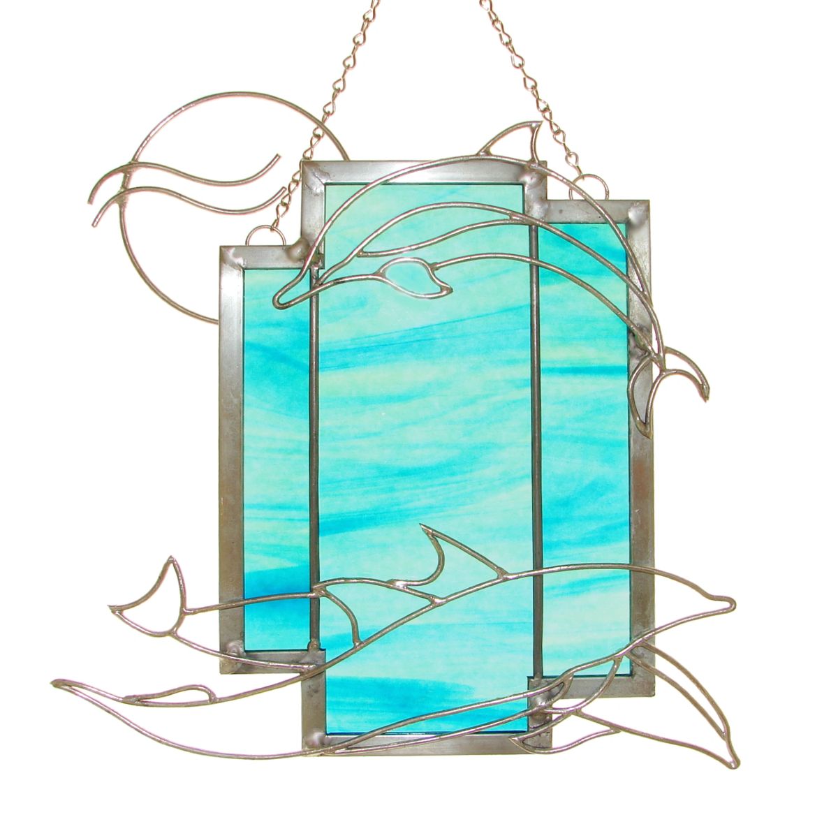 3 Dolphins / SunCatcher / Stained Glass / Wire / Lead